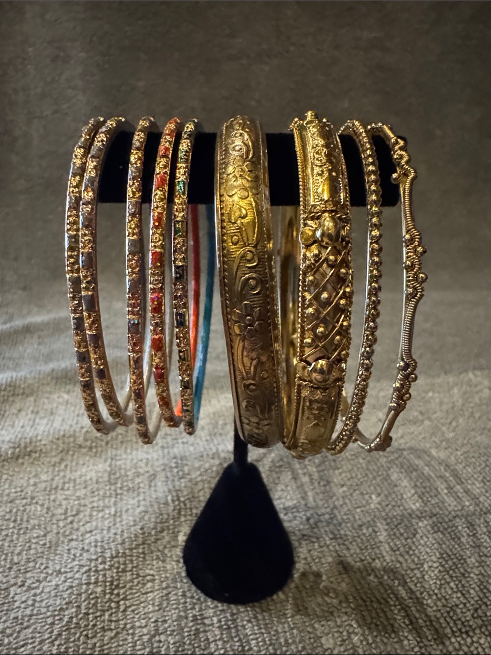 Gold-Tone Multi Bangle Bracelet Set of 9- Women Jewelry